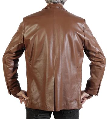 SL10031 - Semi-Fitted Mens Antique Tan Leather Blazer